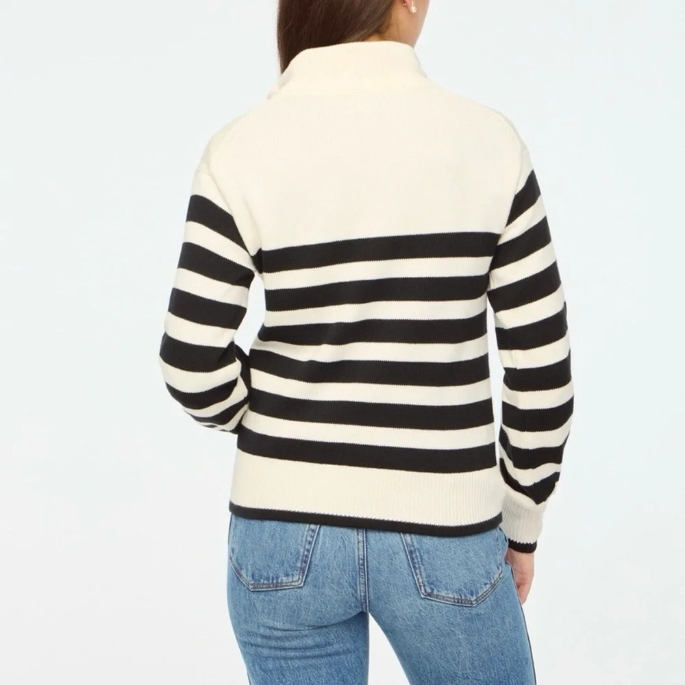 J. Crew Striped half-zip sweater with pearl zipper - Picture 2 of 10